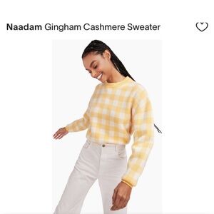 NAADAM Yellow Gingham Cashmere Sweater S